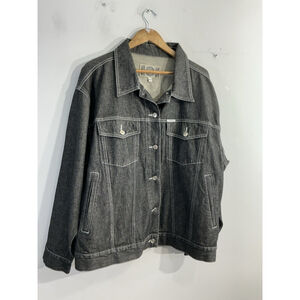Womans Crest Jeans Denim Trucker Jacket 2 XL Black